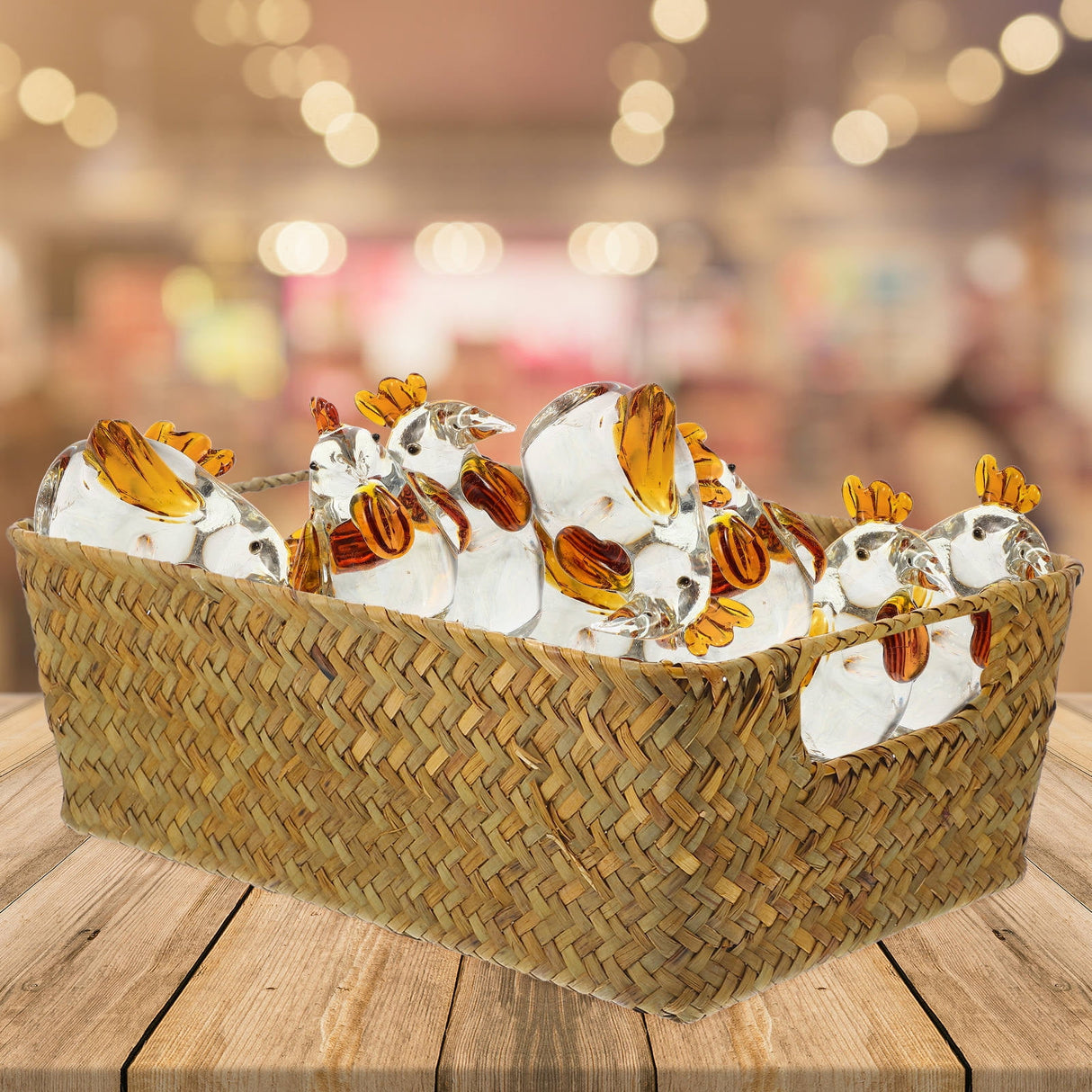 HOOWIFFY Handwoven Light Brown Straw Basket for Home Storage, Organization and Decorative Use