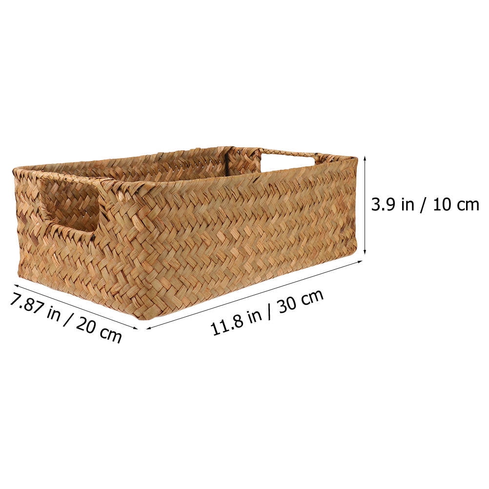 HOOWIFFY Handwoven Light Brown Straw Basket for Home Storage, Organization and Decorative Use