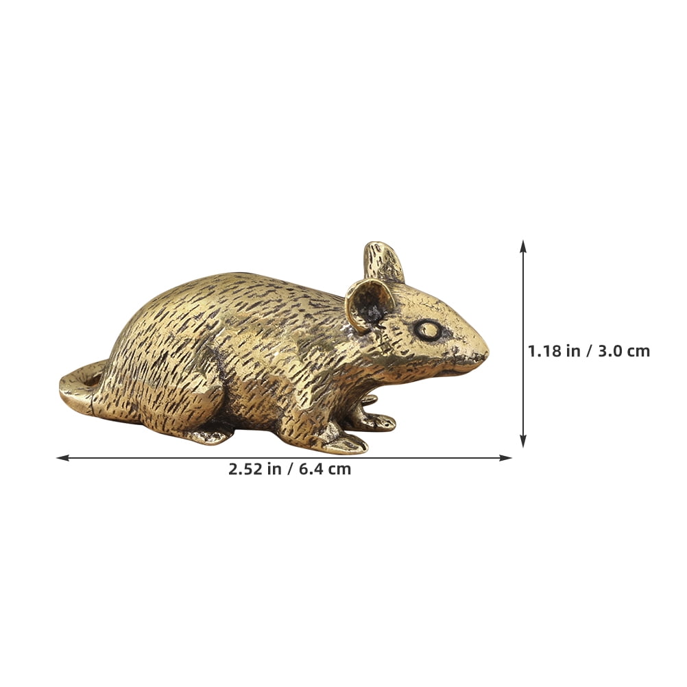 HOOWIFFY Brass Lucky Rat Figurine Traditional Feng Shui Sculpture for Home Decor and Office Display