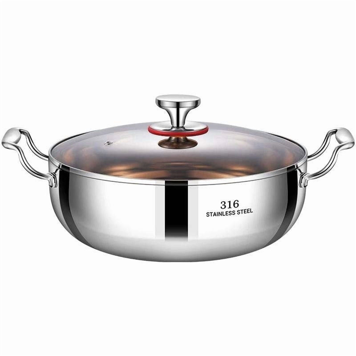 Darzheoy 316 Stainless Steel Hot Pot with Lid Large Pots for Cooking Thick Bottom Stew Soup Pots with Lid Stockpot for Pasta, Soup, Simmer Kitchens Appliances Multicolor