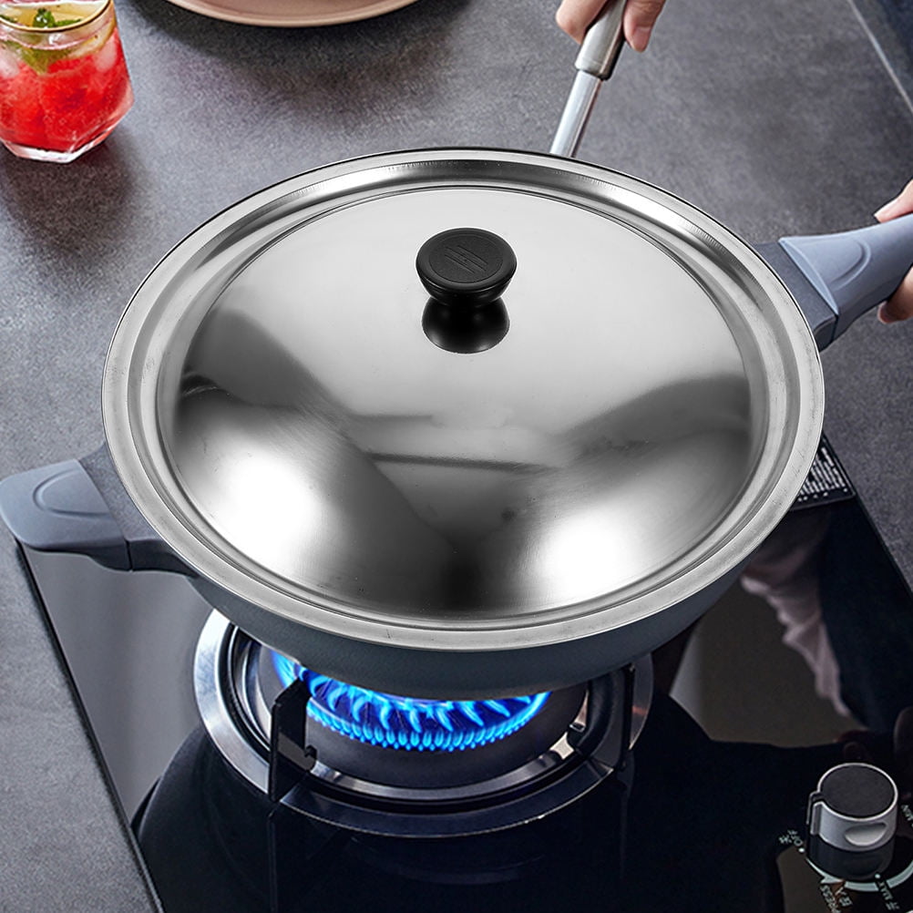 HOOWIFFY Stainless Steel Pot Lid for Kitchen Easy Clean Universal Pan Cover with Sturdy Handle 11.8 Inches Silver
