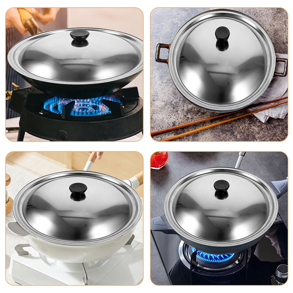 HOOWIFFY Stainless Steel Pot Lid for Kitchen Easy Clean Universal Pan Cover with Sturdy Handle 11.8 Inches Silver
