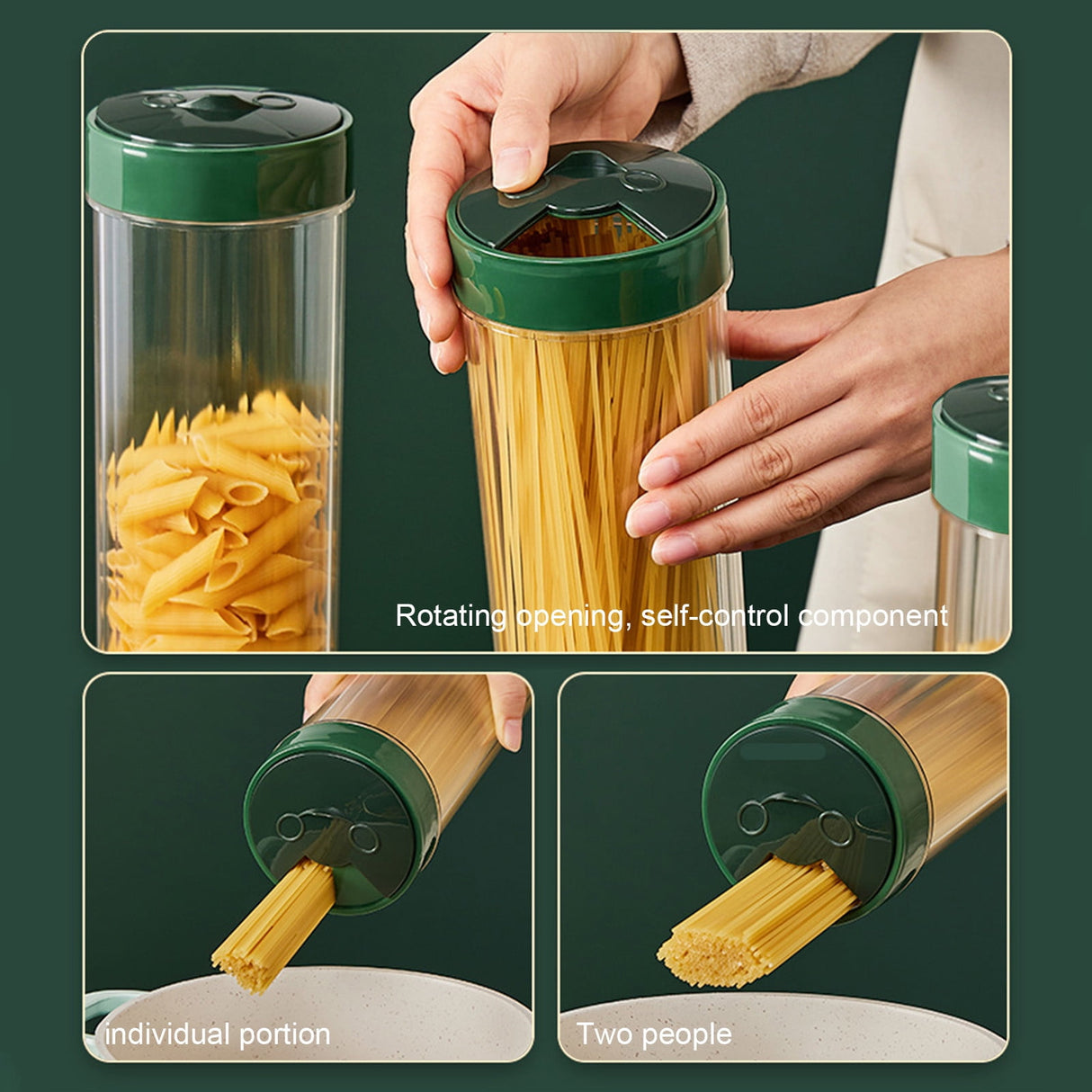 Chmadoxn Storage Container With Lid, Tall Clear Airtight Food Storage Jar with Lid Kitchen Pantry Storage Container for Spaghetti Jars Flour Cereals Coffee Beans As Show Green