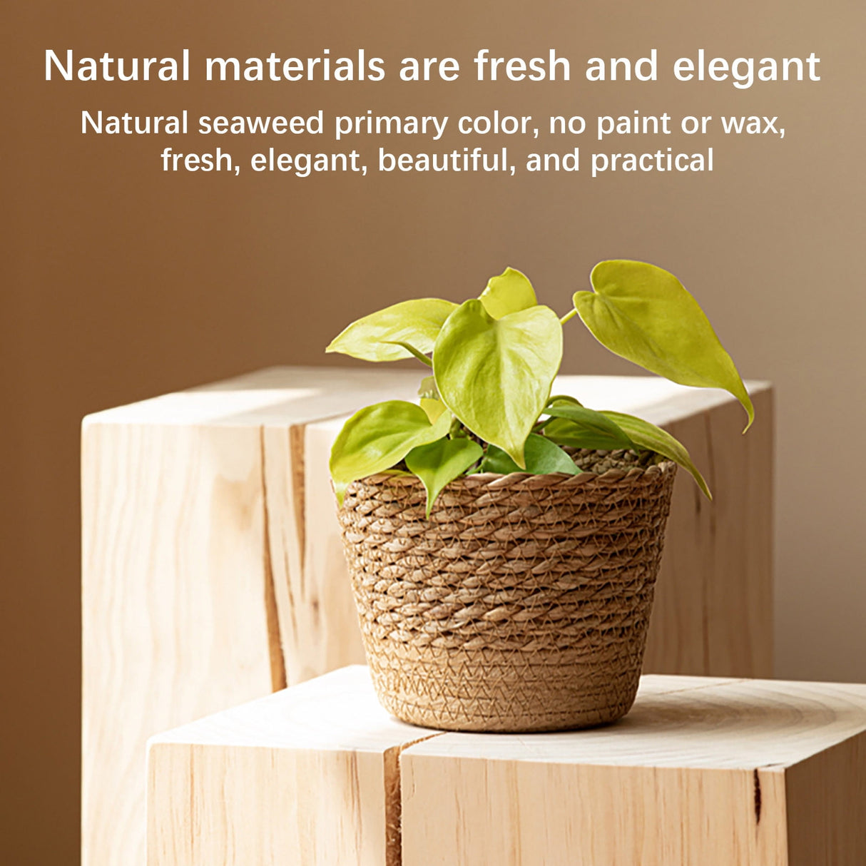 Darzheoy Woven Seagrass Plant Basket, Flower Pots Home Boho Decor, Storage Picnic Grocery Straw Bag for Plant Artificial Tree - 5.5"×8.7"×6.3 E