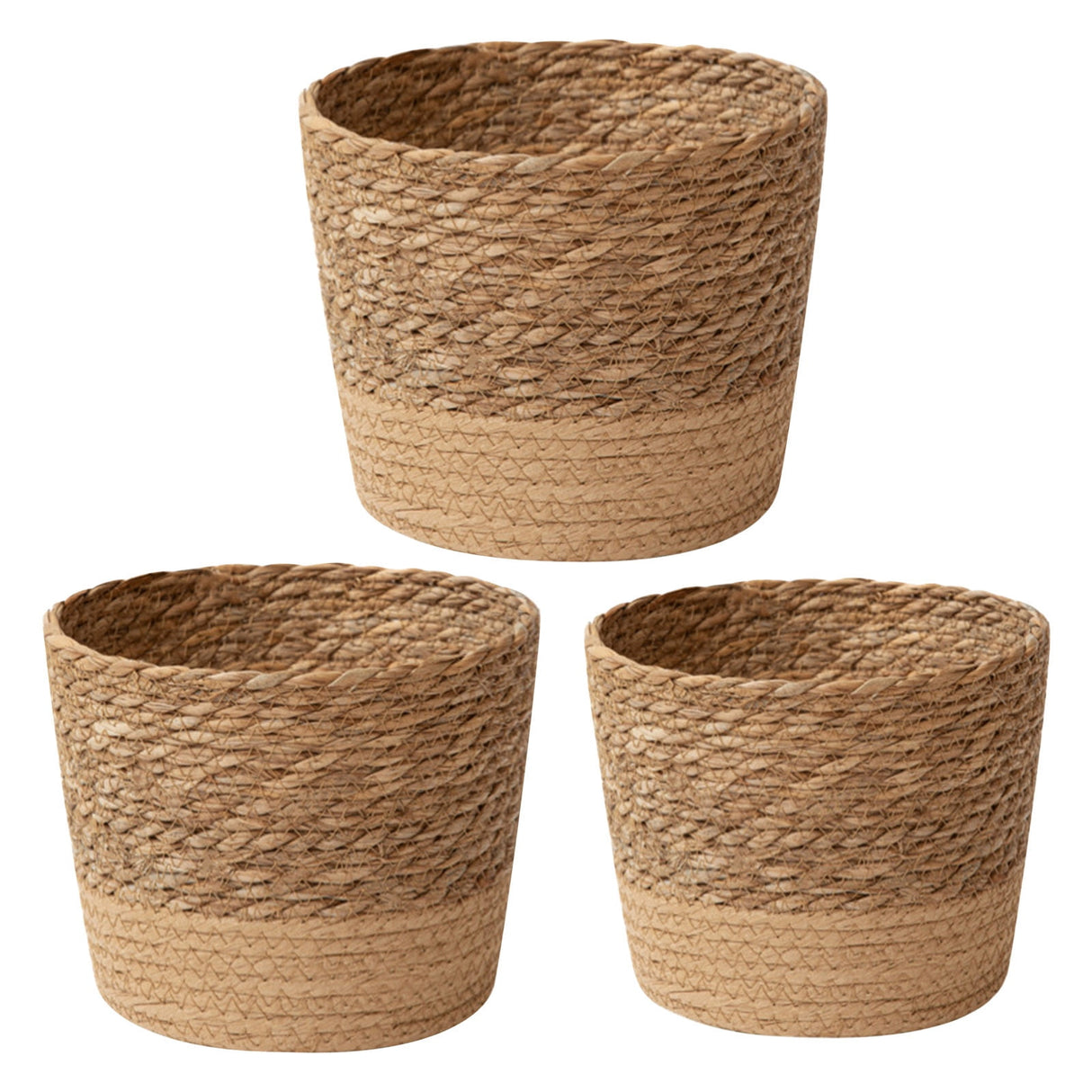 Darzheoy Woven Seagrass Plant Basket, Flower Pots Home Boho Decor, Storage Picnic Grocery Straw Bag for Plant Artificial Tree - 5.5"×8.7"×6.3 F