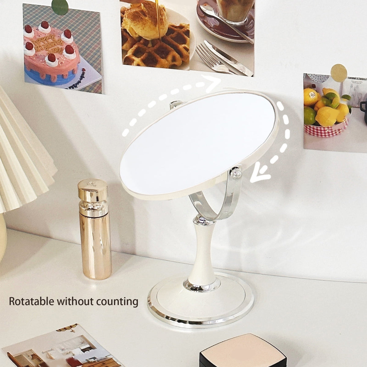 Back to School Magnifying Makeup Mirror Double Sided Tabletop Mirror with 3 Magnification, Magnified Desk Mirror for Makeup, Cosmetic Vanity Mirror with Stand and 360° Rotation 5.9×11.4 in White