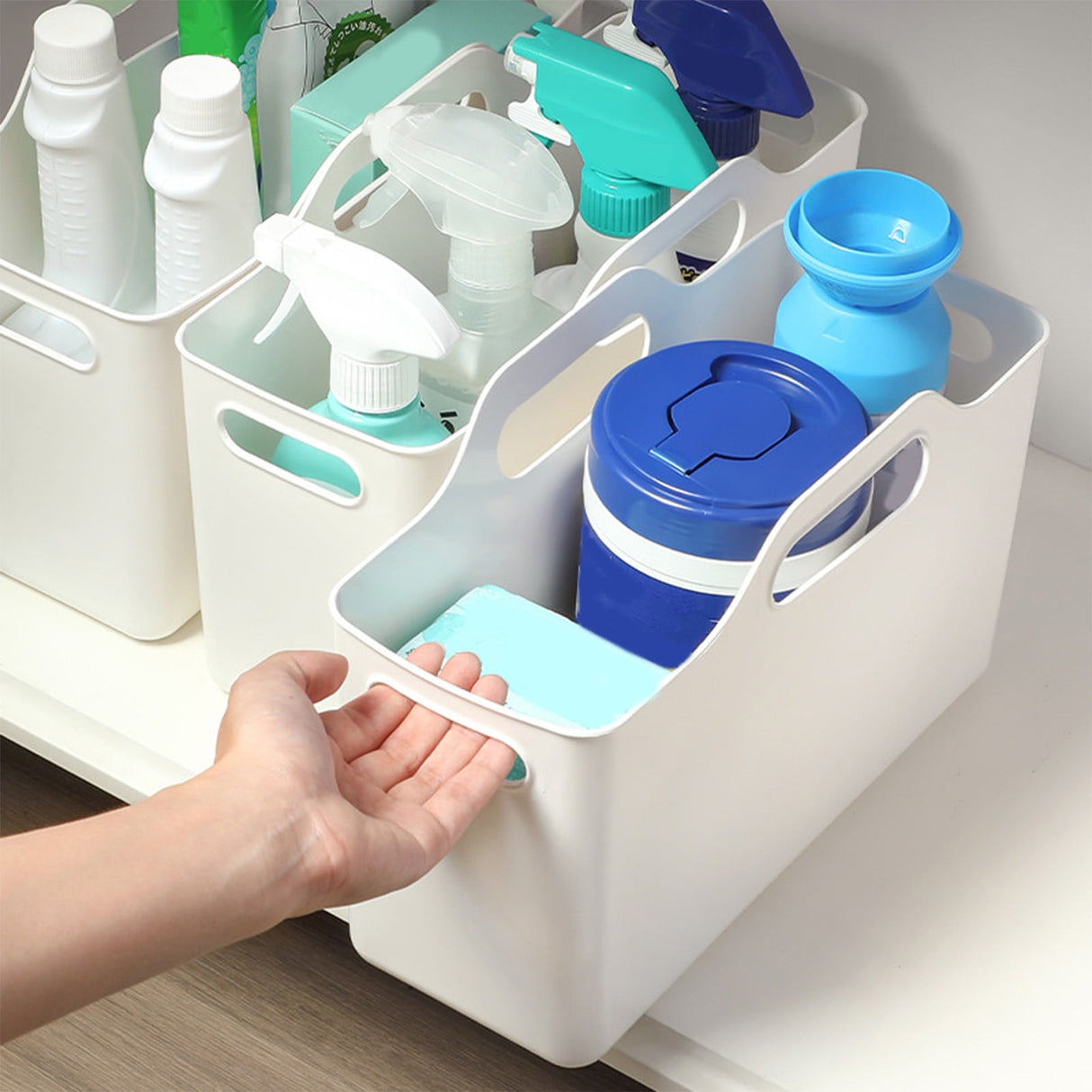 Kdkad White Plastic Storage Basket, Bins for Organization and Storage, Versatile Home Edit Containers,11 Inch Cube Storage Boxes for Office Kitchen Bathroom