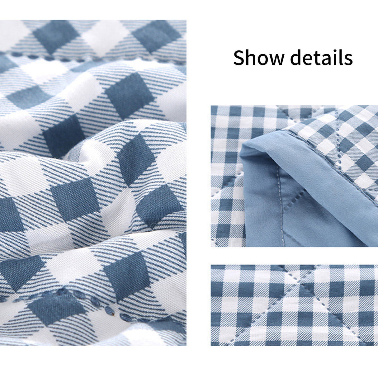 AYktou Reversible Patchwork Quilts Queen Size, 78.74x59.05in Lightweight Plaid Bedspreads Coverlets Quilt Bedding Blanket for All Seasons Light blue