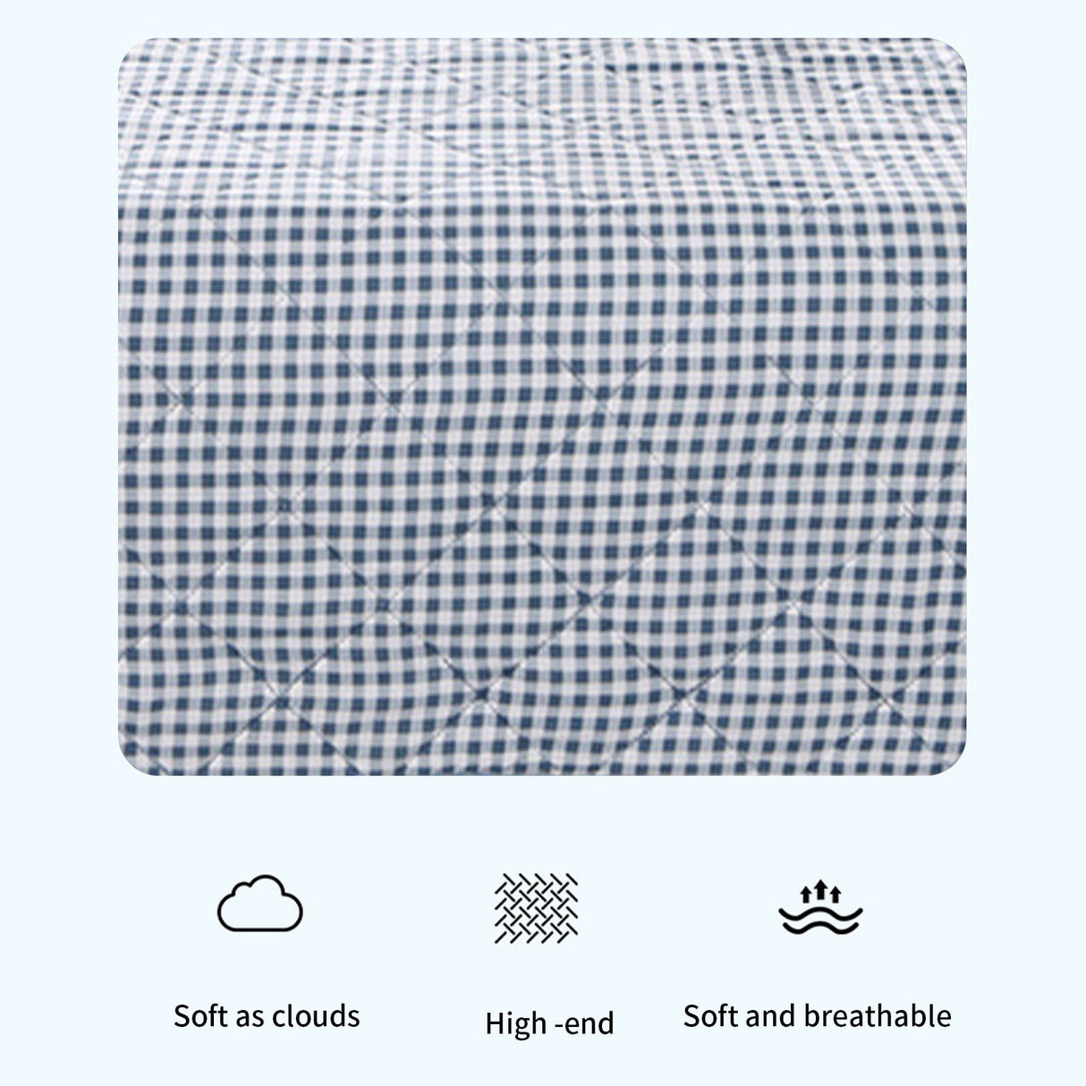 AYktou Reversible Patchwork Quilts Queen Size, 78.74x59.05in Lightweight Plaid Bedspreads Coverlets Quilt Bedding Blanket for All Seasons Light blue