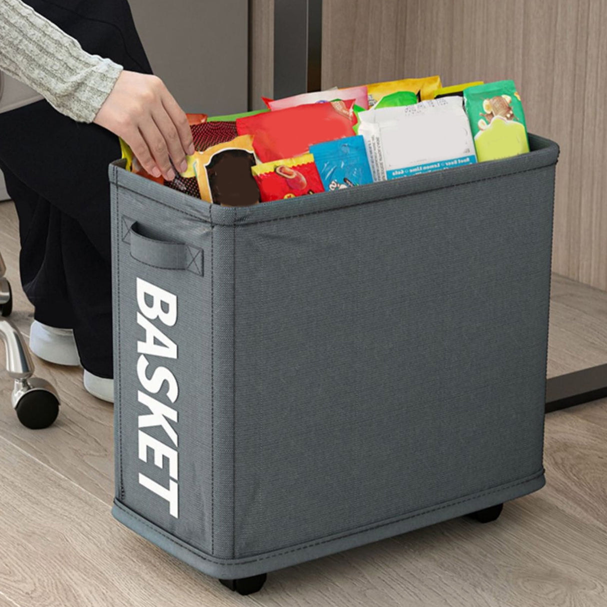 Darzheoy Laundry Baskets with Wheels and Handle, Collapsible Laundry Baskets, Clothes Laundry Basket with Removable Wash Bags for College Dorm, Rolling Laundry Hamper Dark Gray