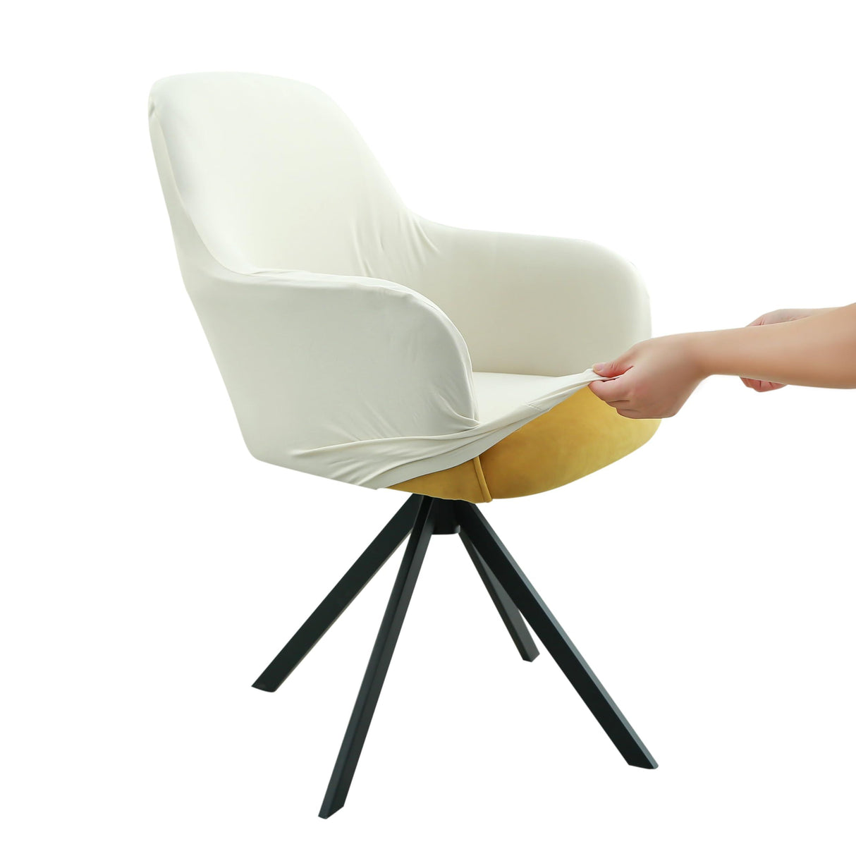 Swivel Armchair Accent Dining Chair Cover for Office, Stretch Mid-Back Office Desk Chair Sliopcover Leisure Arm Chair Protector with arms for Living Room
