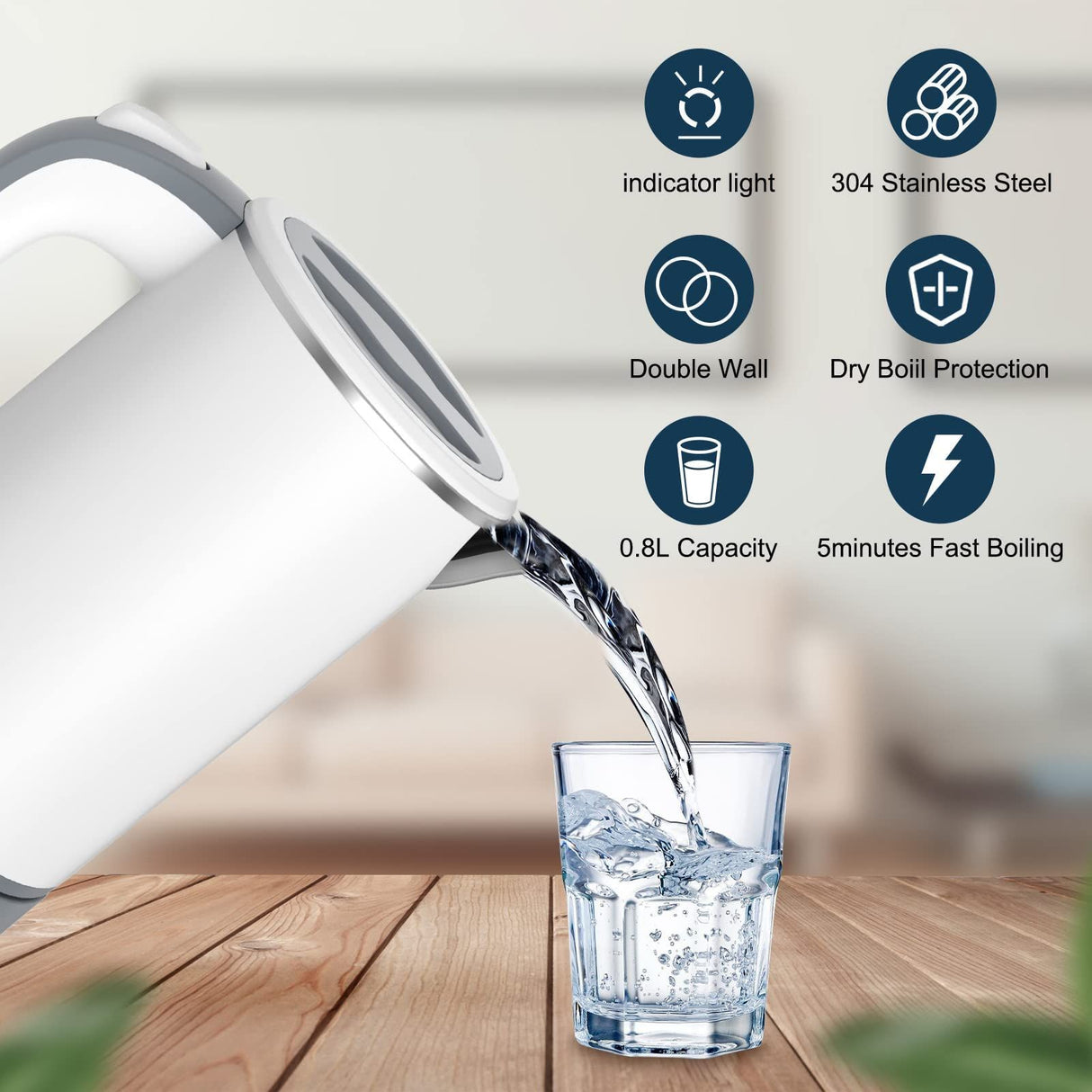 Small Electric Kettle, Travel Mini Hot Water Boiler Heater, Electric Kettles for Boiling Water,Teapot with Auto Shut-Off