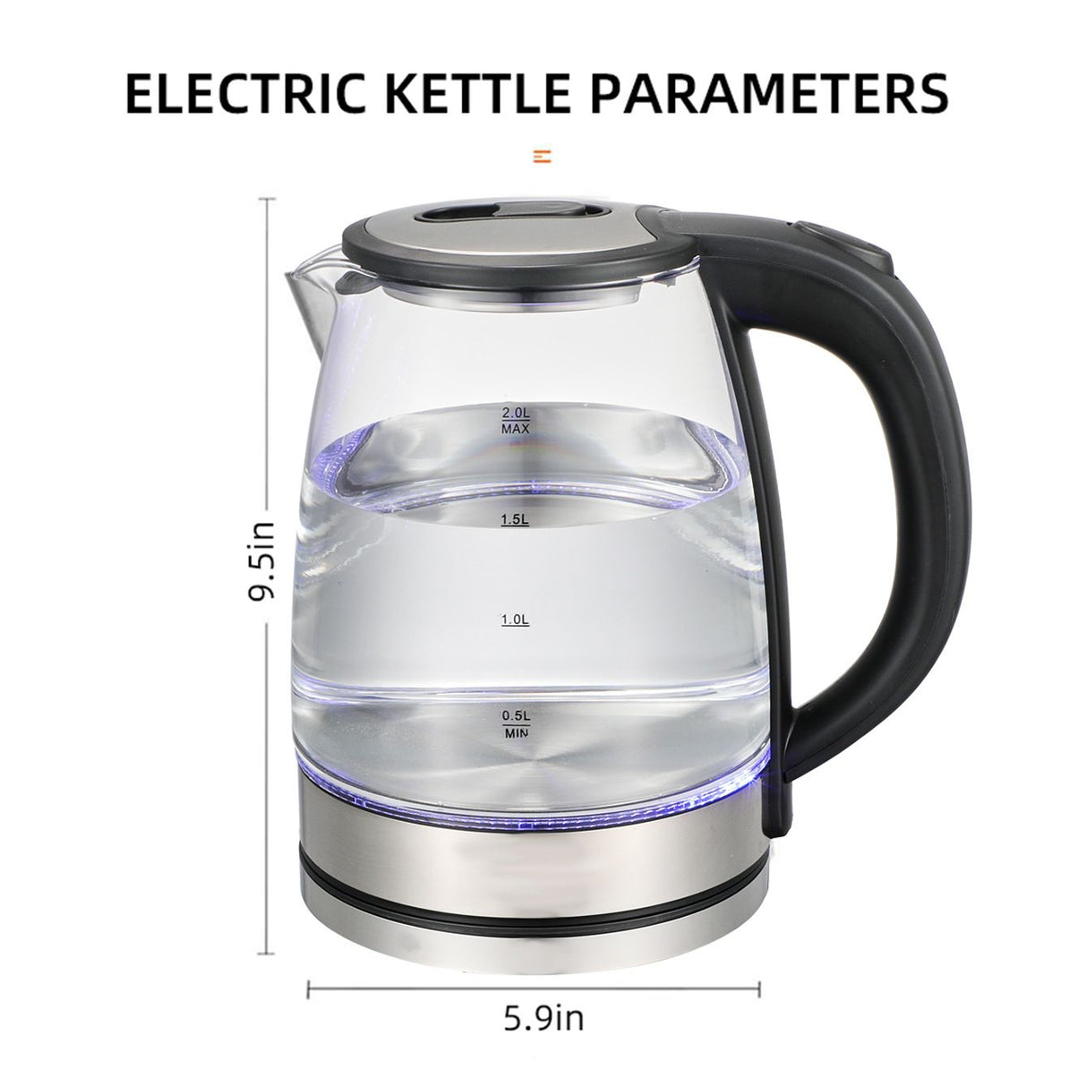 Electric Kettle, Glass Electric Tea Kettle/Hot Water Boiler/Heater with Auto Shut Off Function (1.8L) BPA Free Stainless Steel