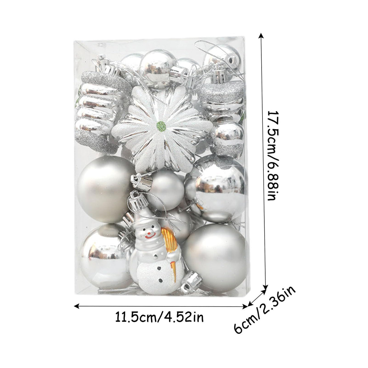 Set of 20 Atmospheric Reusable Silver Ornaments for Christmas, Hangable for Christmas Decorations and Christmas Tree Decorations