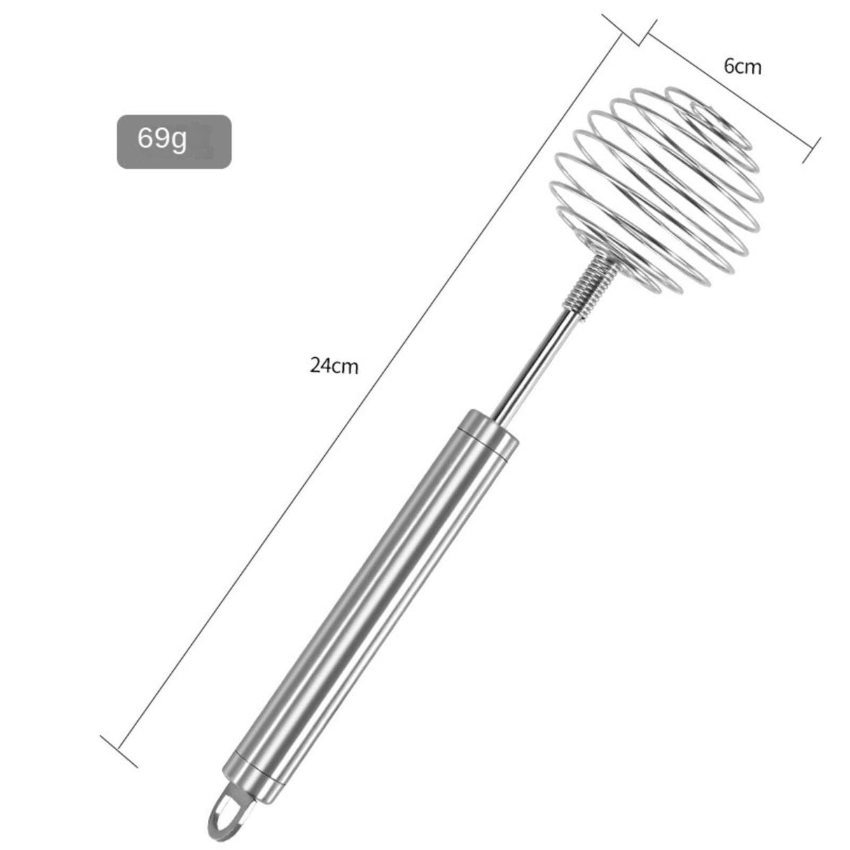 Spring Coil Egg Mixer, Household Round Whisk, Stainless Steel Handle Spherical Manual Egg Whisk, 24x6cm