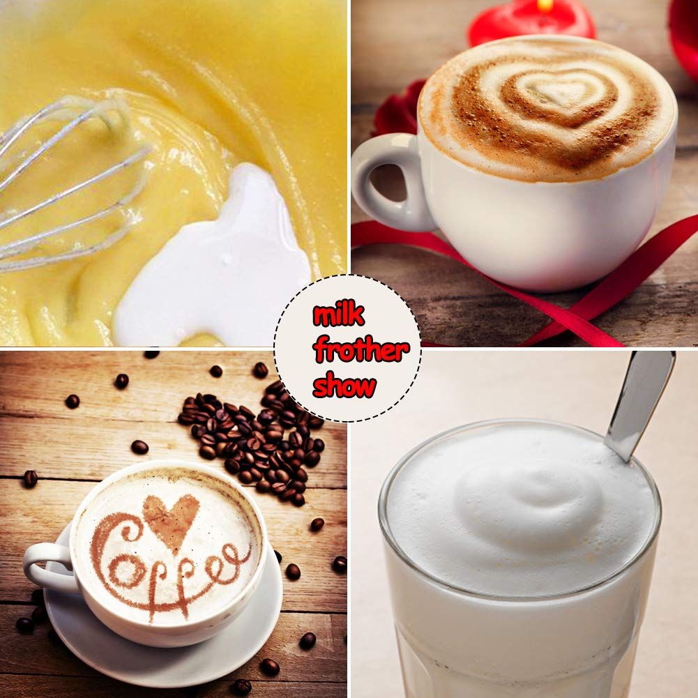 USB Rechargeable Milk Frother Handheld Multi-functional Electric Foam Maker with 2 Stainless Whisks,3-Speed Adjustable Mini
