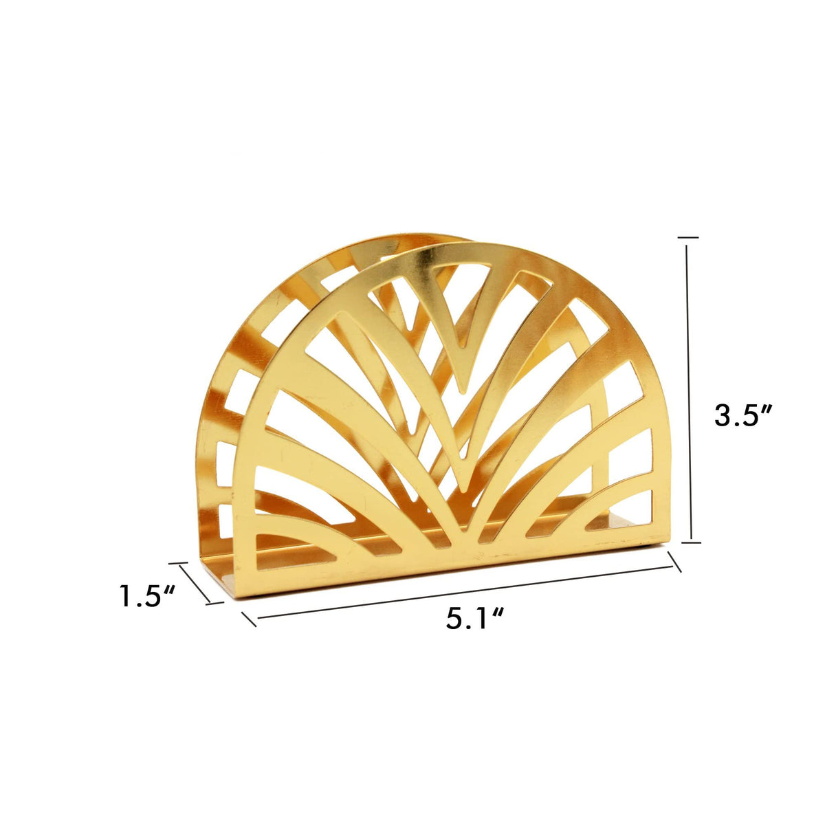 Golden Metal Napkin Holder, Table Napkin Organizer for Kitchen & Picnic 5.1 W X 3.5 H X 1.5 D (semicircle)
