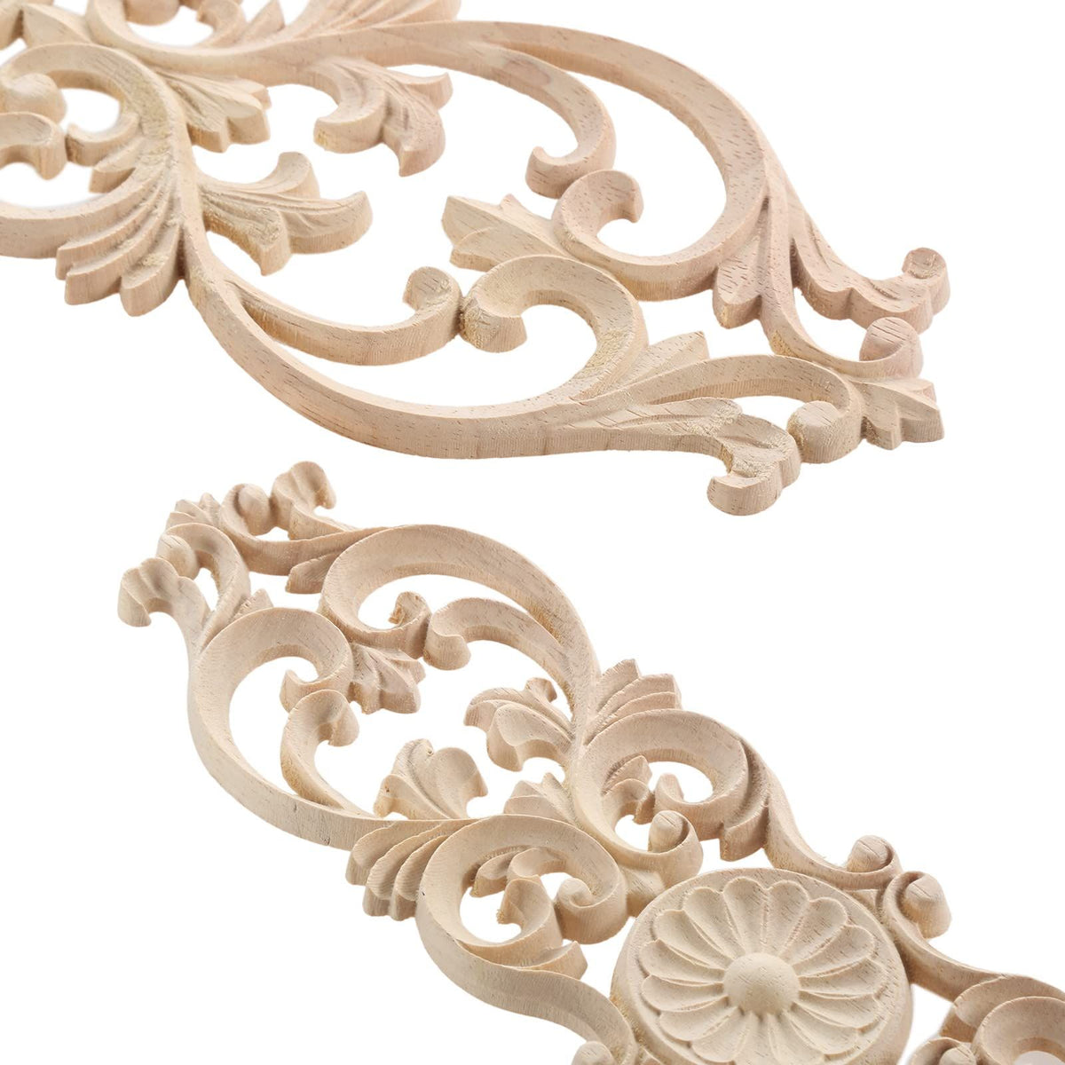 Long Wooden Carved Overlays Furniture Center Carvings Decals for Cabinet Closet Door Wall Dresser DIY Crafts Project