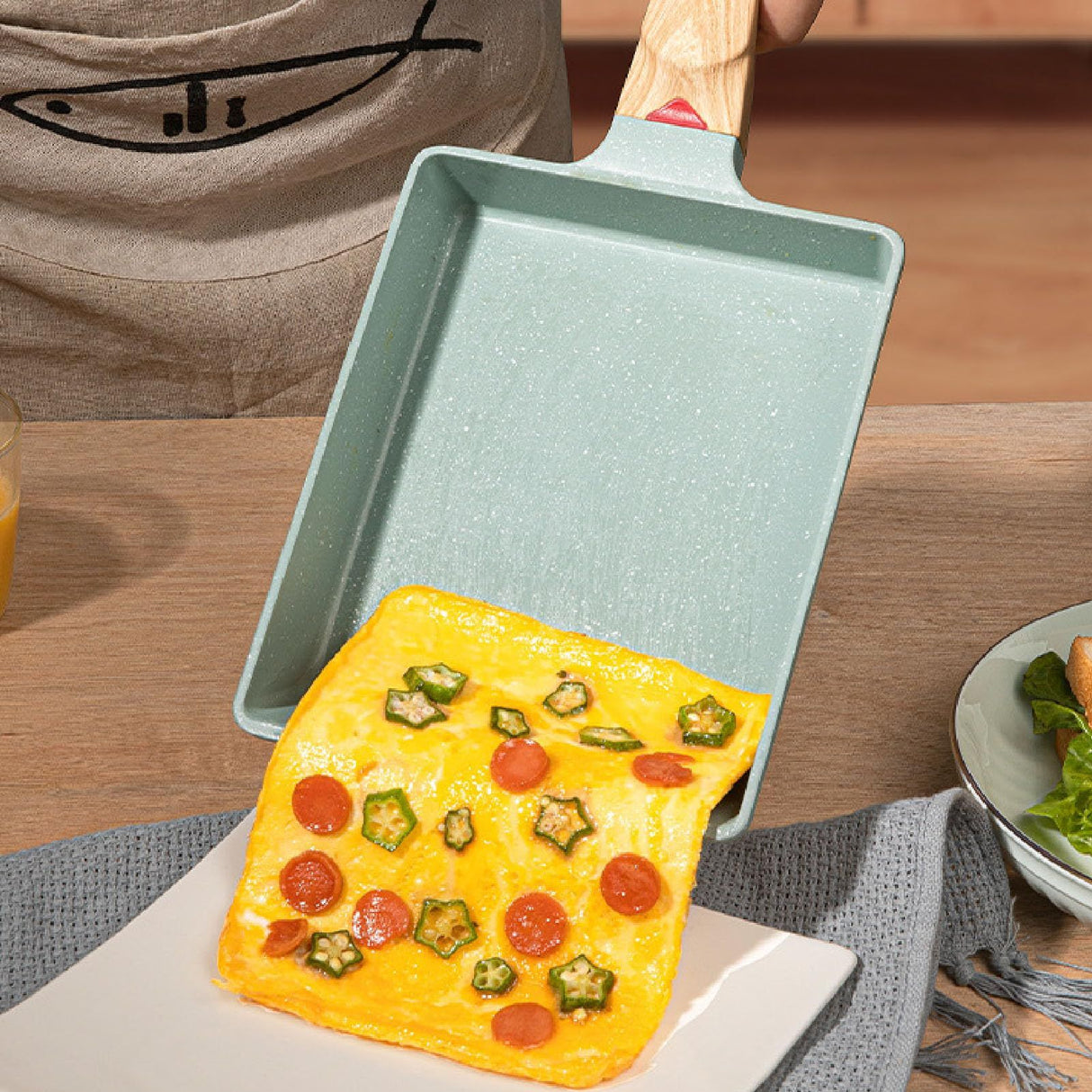 Egg Frying Pan Mini Frying Pan Green Non Stick Aluminum Alloy Frying Pan Heated Egg Frying Pan for Home