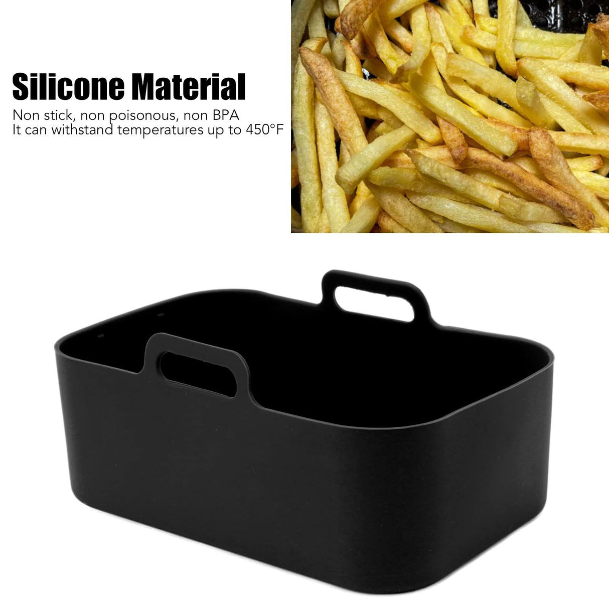 Air Fryer Liners for Dual Air Fryer, Double Silicone Pot Reusable Accessories Airfryer ( Large Black)