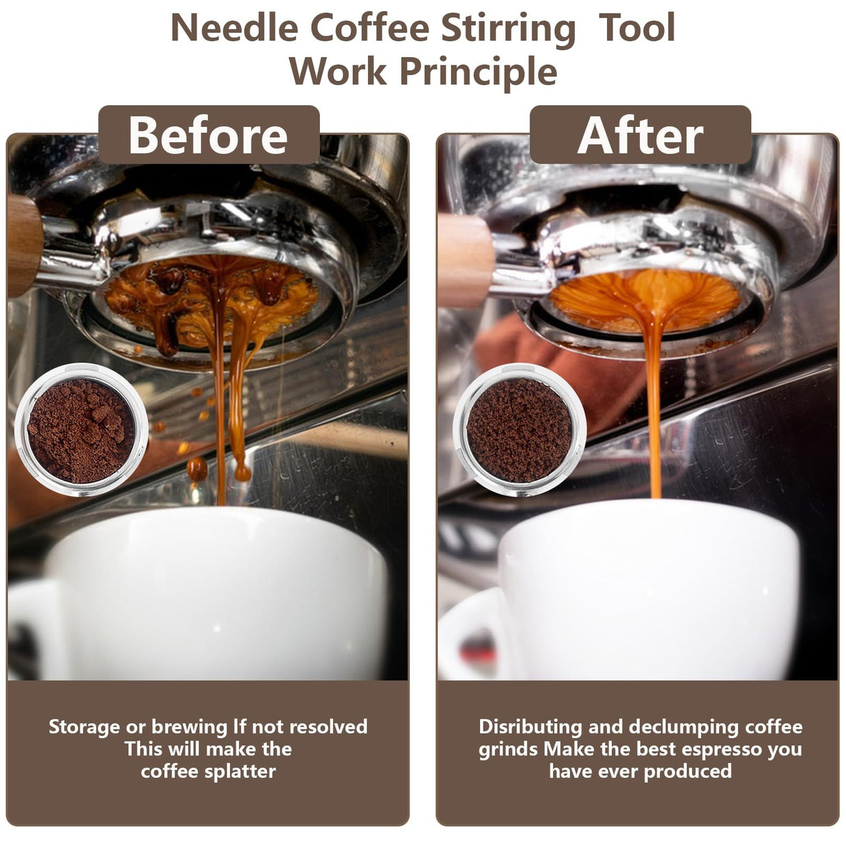 Espresso Distribution Tool, 0.4mm Espresso Tools Coffee Stirrer Distributor Espresso Machine Accessories with Magnetic (White)