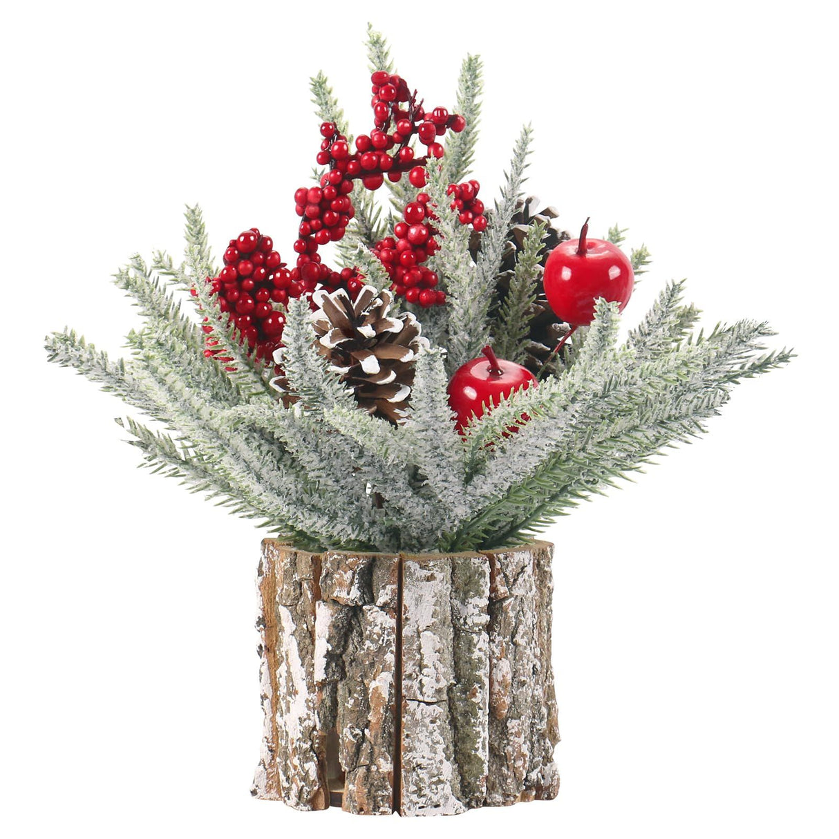 Christmas Decorations Indoor, Christmas Centerpiece Table Decorations, Small Artificial Tabletop/Desk Christmas Tree with Xmas Ornaments Pinecone Berry for Home Farmhouse Décor (35*10cm)