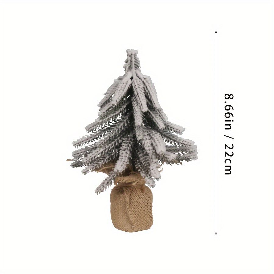 3 Pcs Snow Tabletop Christmas Trees, Snow Flocked Mini Tabletop Pine Trees with Wooden Base,Artificial Desk Christmas Trees for Xmas Holiday Home Party Table Decorations(22cm)