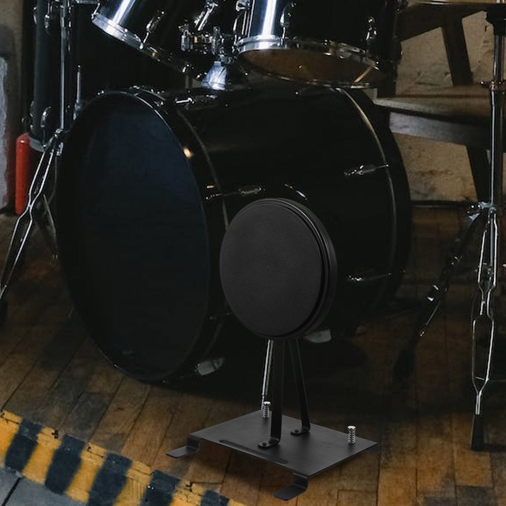 Black Drumming Practice Pad with Steel Bass Drum Foot Pedal for Quiet Drum Training