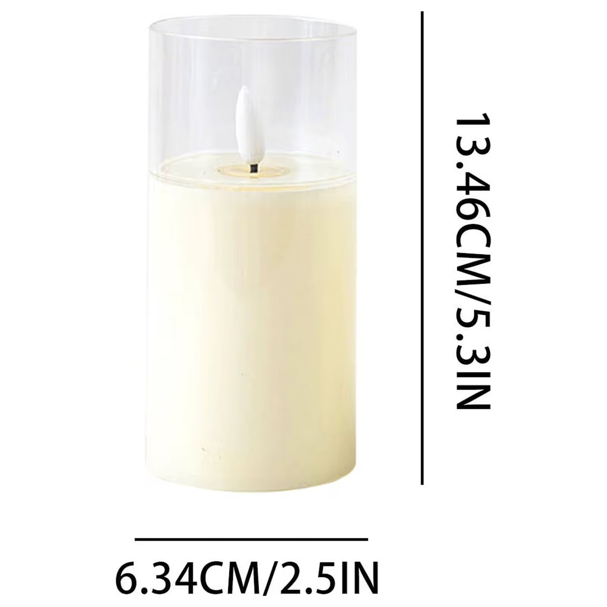 Flickering Flameless Candles, Battery Operated Candles with 3D Wick, Rechargeable Candle Real Wax White Glass, Home Decor (L)