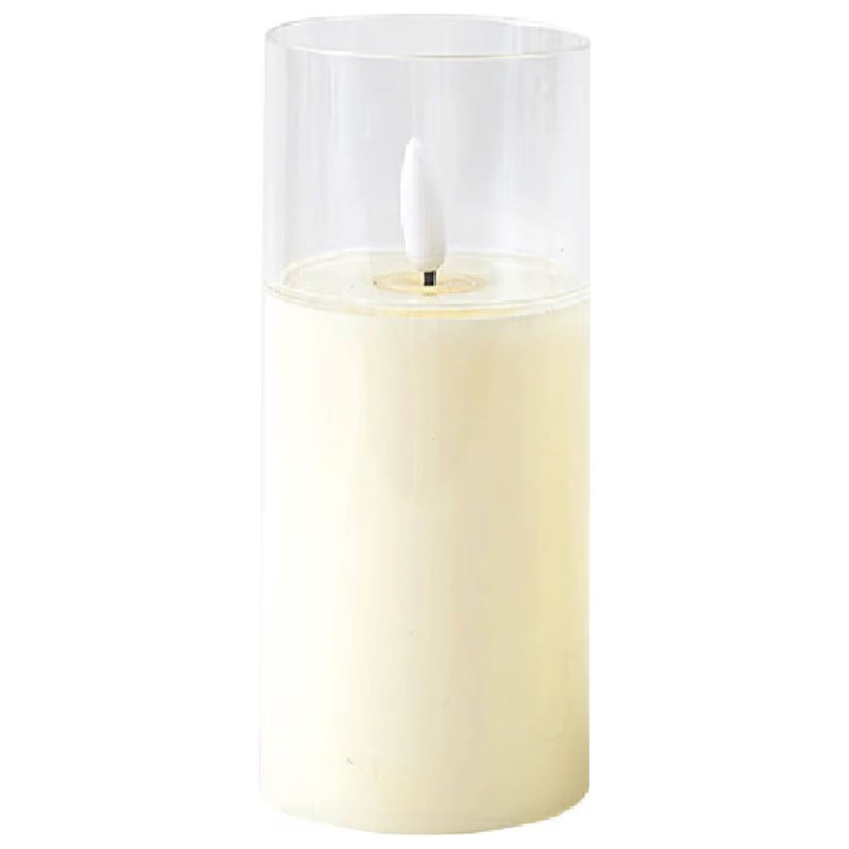 Flickering Flameless Candles, Battery Operated Candles with 3D Wick, Rechargeable Candle Real Wax White Glass, Home Decor (L)