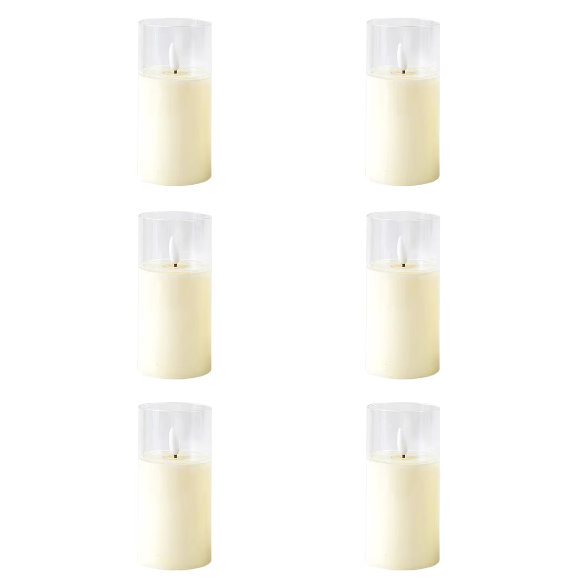 Flickering Flameless Candles, Battery Operated Candles with 3D Wick, Rechargeable Candle Real Wax White Glass, Home Decor (L)