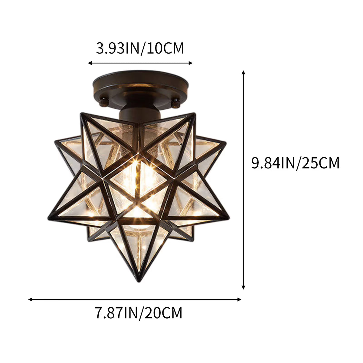 Modern Moravian Star Light Flush Mount Ceiling Light, 9.8' Ceiling Light for Living Room Bedroom Kitchen Hallway, Black