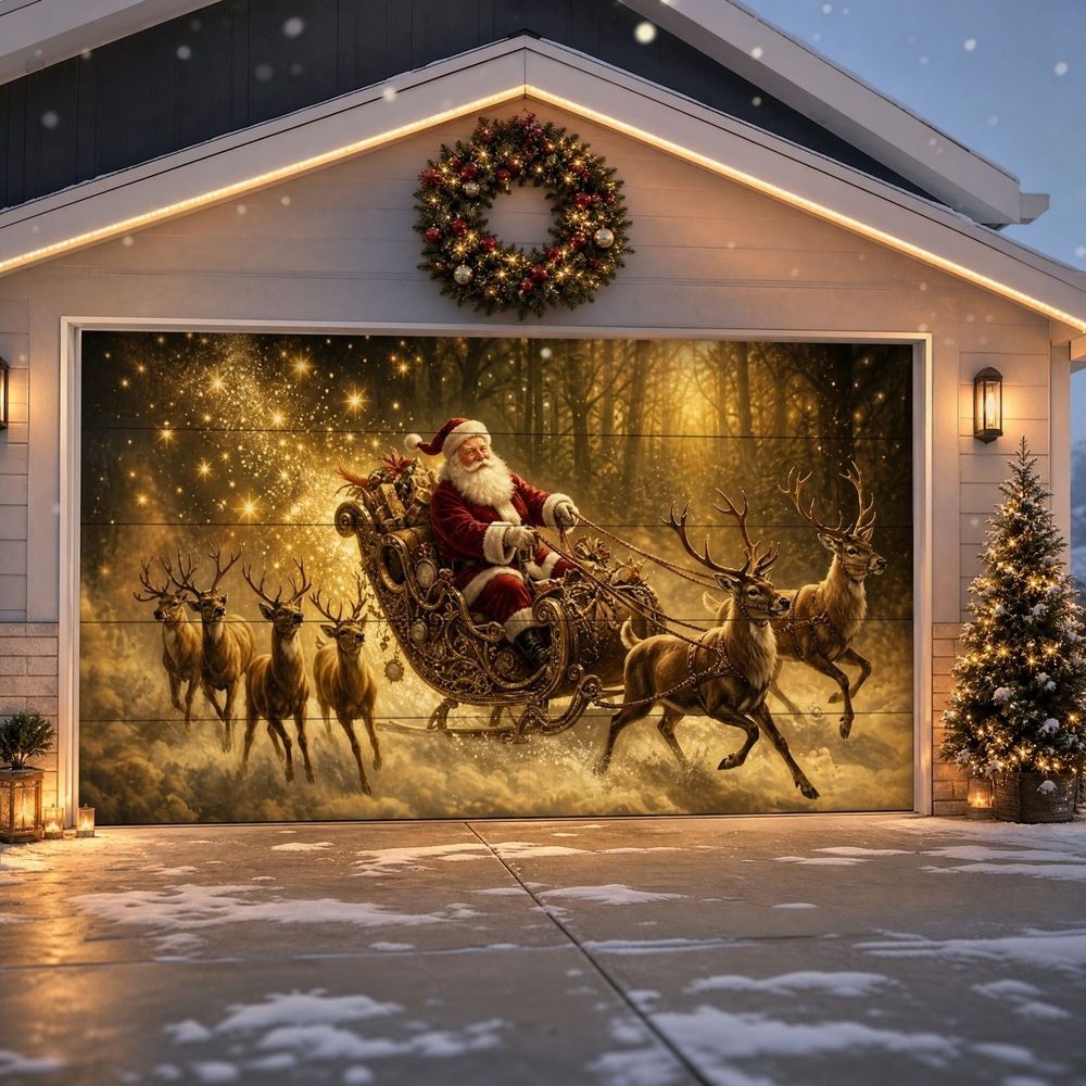 Halloween Garage Door Cover, Spooky Halloween Garage Door Decorations Outdoor, Halloween Backdrop Fabric Banner for Party Decor