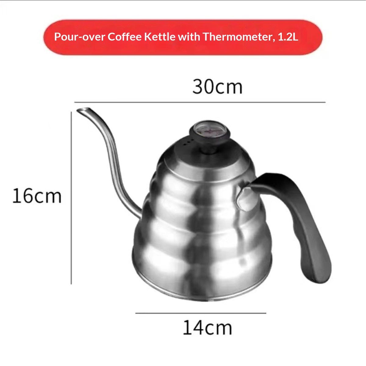1.2L Pour Over Coffee Kettle, Small Gooseneck Kettle with Thermometer and Ergonomic handle, Pour Over Kettle Stainless Steel Gooseneck Tea Kettle for all occasions.