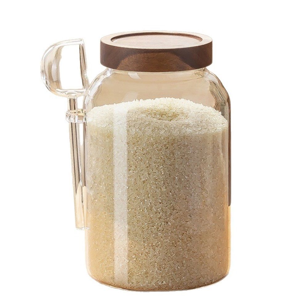 Glass Jar with Lid , Borosilicate Large Glass Flour Sugar Storage Containers for Tea,Cereal, Egg and More,Leak-proof Screw Lid (1 Spoons)1250ml
