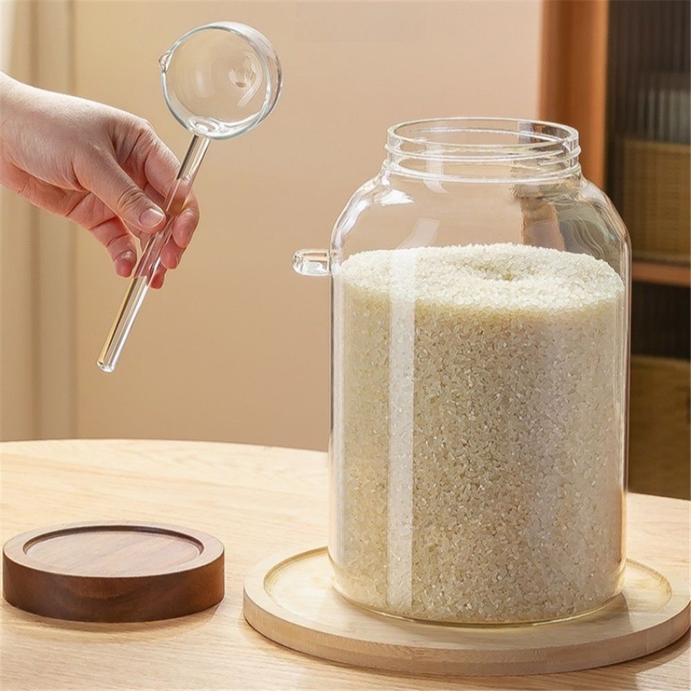 Glass Jar with Lid , Borosilicate Large Glass Flour Sugar Storage Containers for Tea,Cereal, Egg and More,Leak-proof Screw Lid (1 Spoons)1250ml