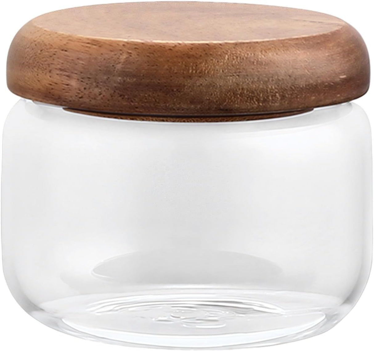 Glass Food Storage Container with Wooden Lids Small Coffee Jar Sugar Canister Airtight Food Storage Container Coffee Container for Nut Spice Candy Loose Tea(9.5*8cm)