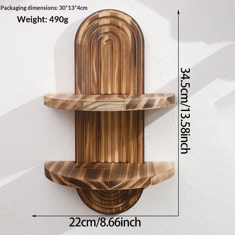 double-layer Arched Mid Century Art Boho Decor Design Floating Shelves for Home Bedroom Living Room Farmhouse Display Wall Plant Holder Decoration, 13.58*8.66in