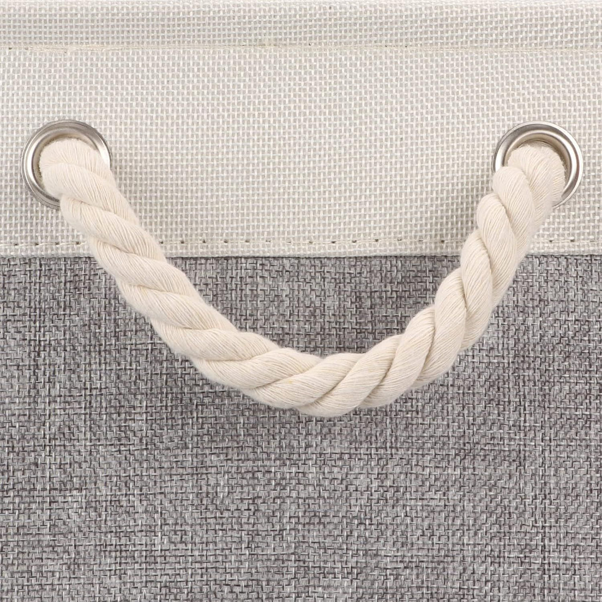 2pcs Cube Storage Bins 28*28*28cm Grey-Black Cube Storage Boxes Collapsible Large Cloth Organizer Baskets with Cotton Rops Handles for Storage Cubbies or Closet Shelf White + gray