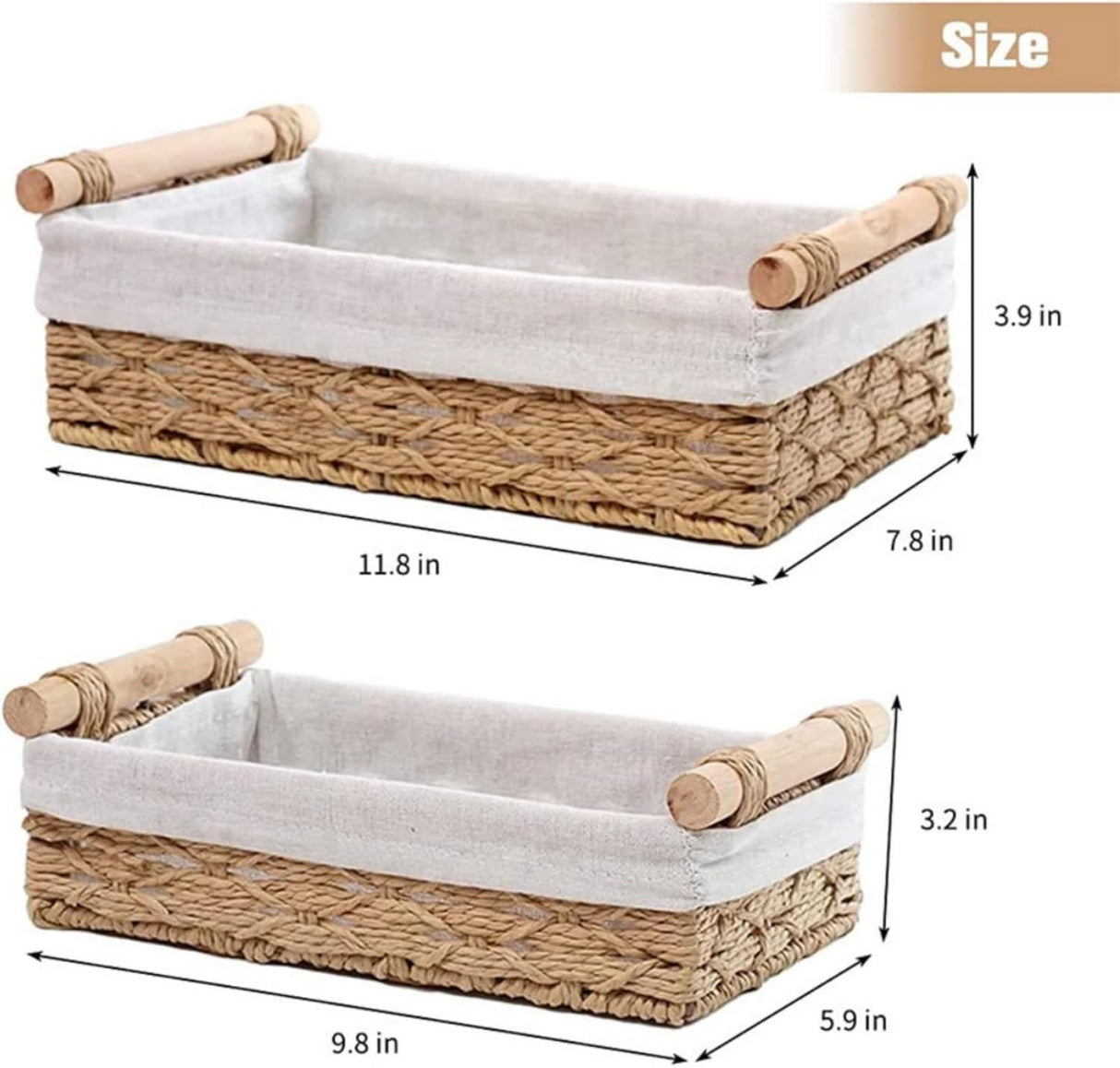 Paper Rope Decorative Toilet Paper Baskets & Bathroom Organizer for Toilet Tank Top, Shelves, Bedroom, Countertop,Home,Office Storage Bins, 2 Pack,Beige