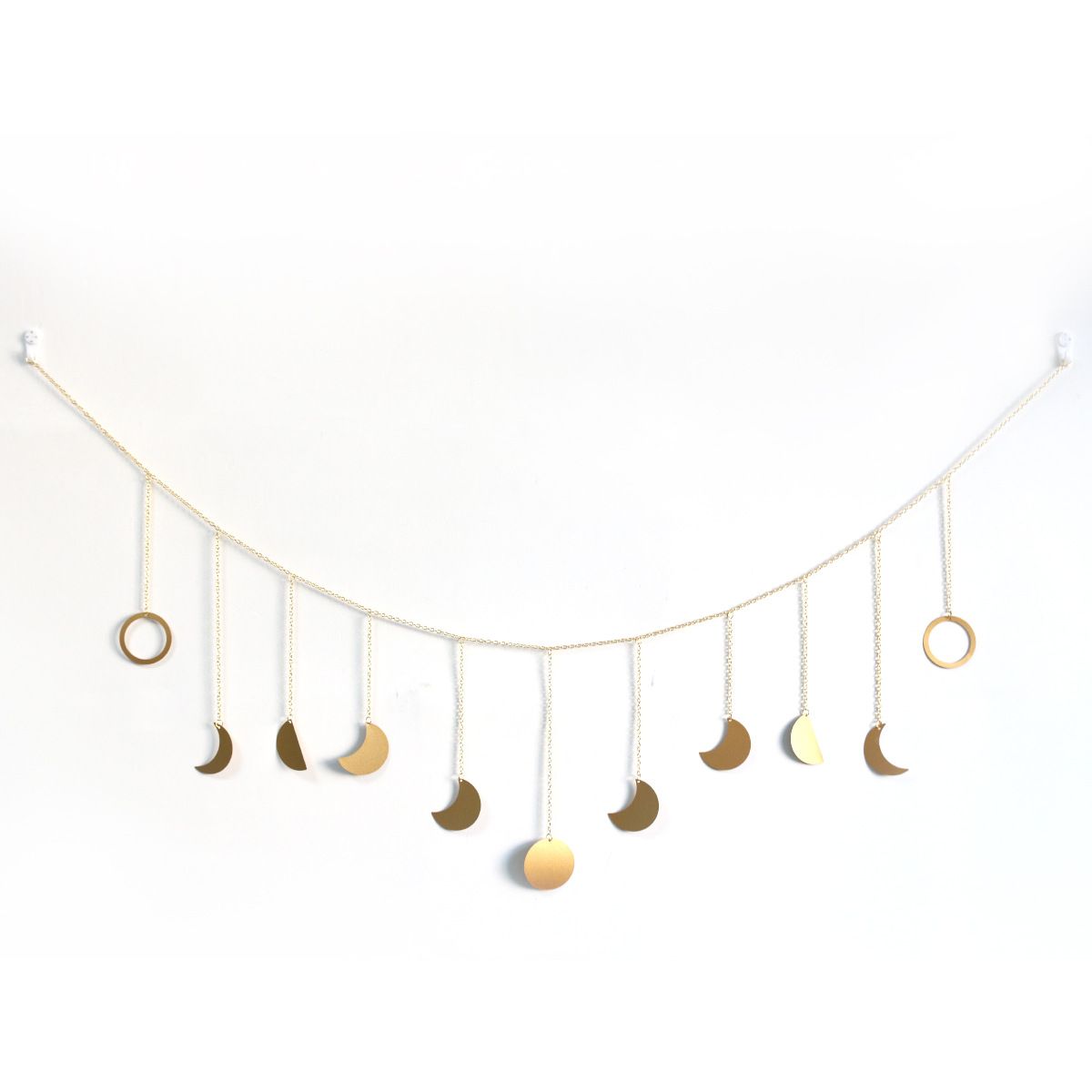 Wall Hanging Boho Aesthetic Room Decor Metal Moons Garland Hanging Art Bohemian Home Decoration for Girls Room Nursery Bedroom Livingroom Dorm, Ideal, Gold