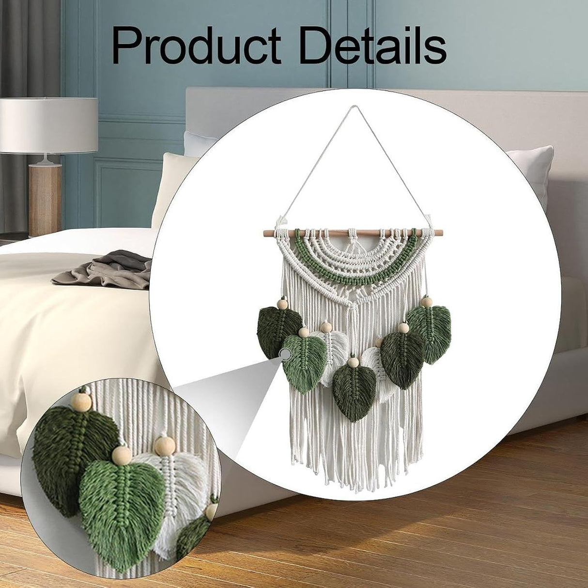 Leaves Woven Tapestry Leaf Tassel Boho Craft Chic Backdrop Macrame Wall Hanging Home Decoration for Home Dorm Wedding Bedroom