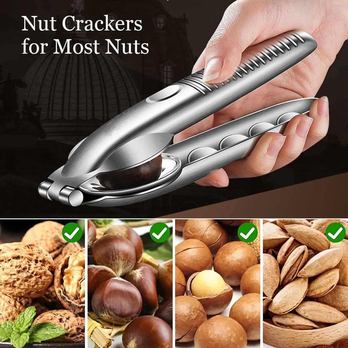 Chestnut Open Clip, Stainless Steel Chestnut Cutter Tool, Kitchen Peeler Clip for Chestnuts, Nut Opener Nut Knife for Pecan Cracker (Silver/2pcs)