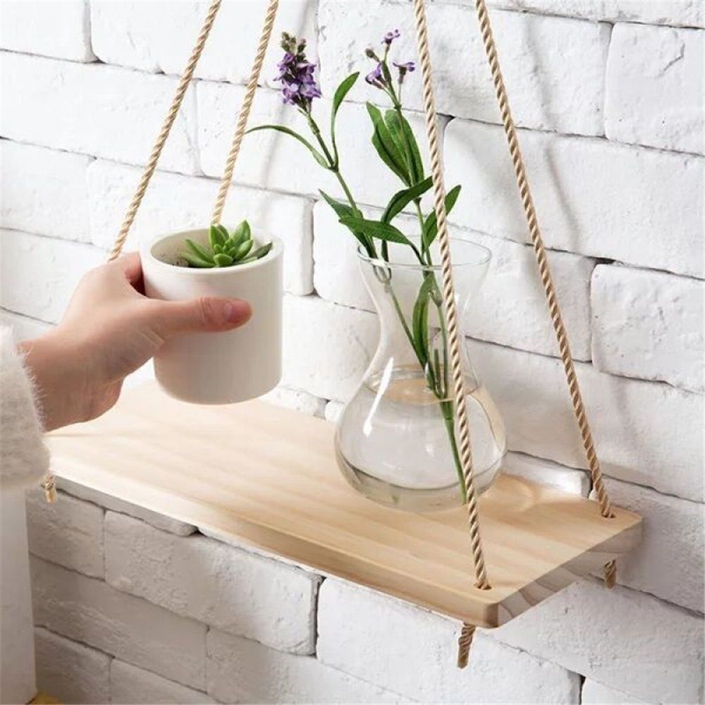 2pcs Hanging Shelves for Indoor Wall and Window - Floating Wall Shelves for Plant Display, Boho Style Home Decor.( 35*14cm)