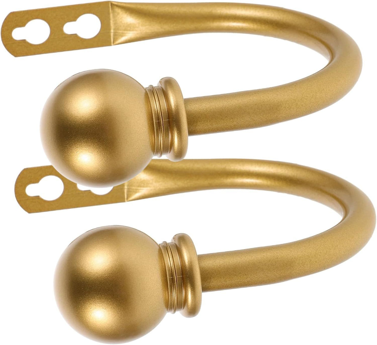 Curtain Holdbacks, Curtain Hooks for Drapes with Screws Wall Mounted Gold Ball Finials Curtain Tiebacks (2pcs)golden