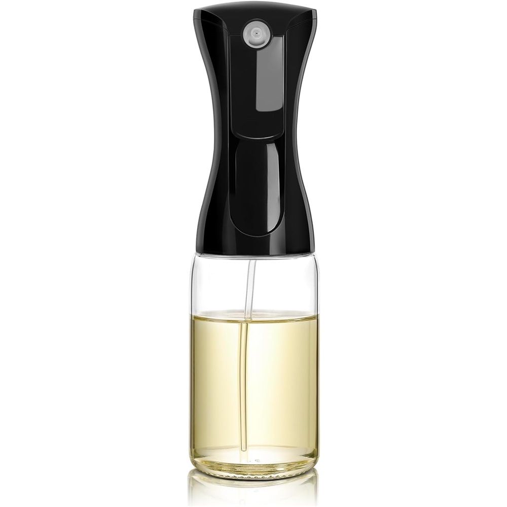 300ml Oil Bottles Kitchen Household Oil Spray Bottle Olive Oil Cooking Oil Barbecue Fat Reduction Oil Control Atomized Glass Spray Pot Kitchen Oil Dispenser(Black)