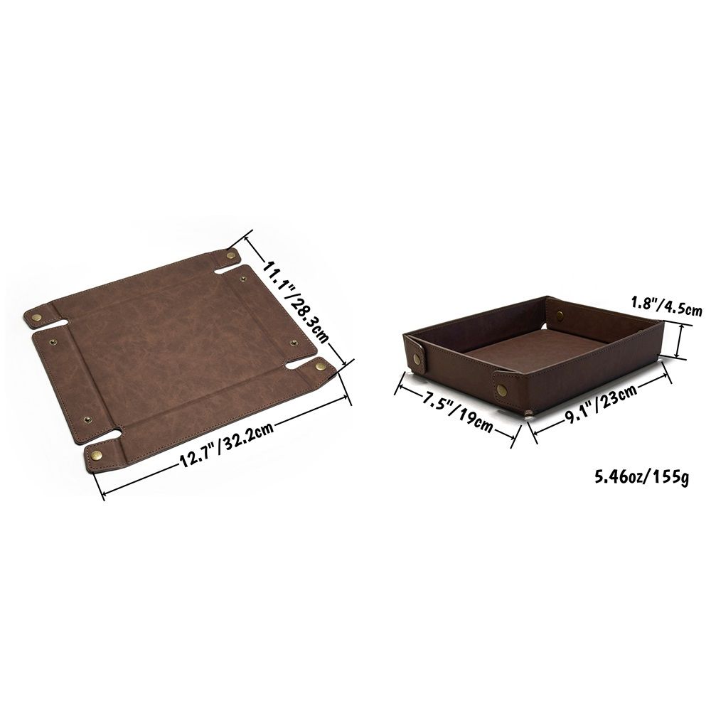 PU Leather Valet Tray Nightstand Desk Organizer for Men Women Home Office Phone Watch Jewelry Glasses Keys Coins Storage(Light brown large size)