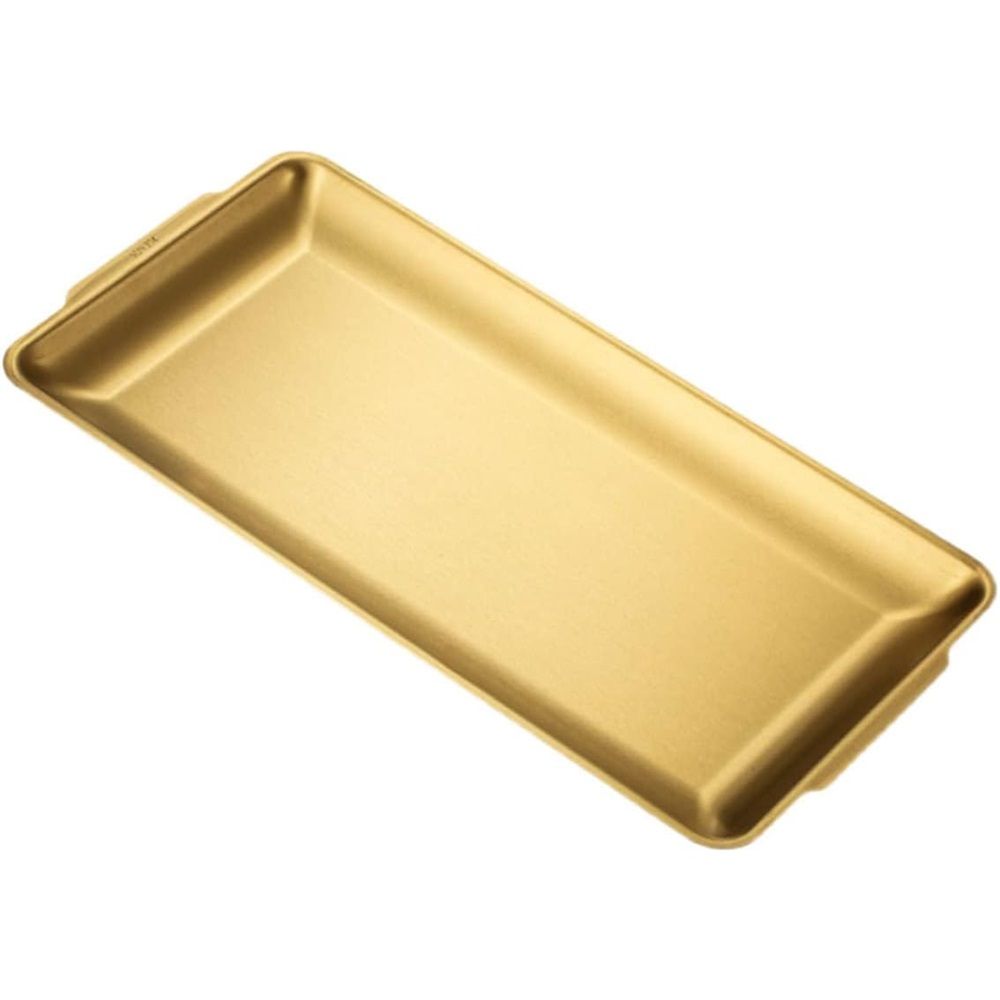 Stainless Steel Heavy-Duty Lerving Trays, Gold Rectangular Plates for Food, Fruit, Party, Wedding, Christmas, Chip and Scratch Resistant(32*16cm)