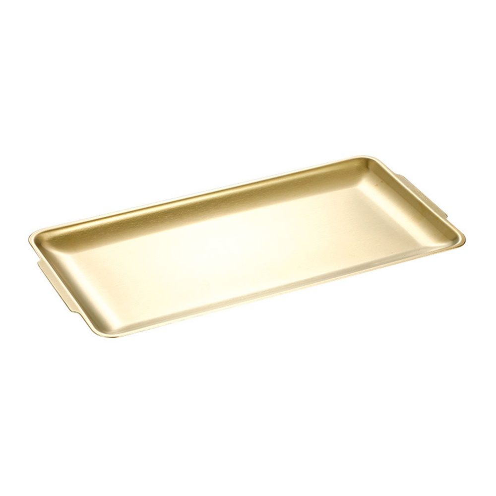 Stainless Steel Heavy-Duty Lerving Trays, Gold Rectangular Plates for Food, Fruit, Party, Wedding, Christmas, Chip and Scratch Resistant(32*16cm)