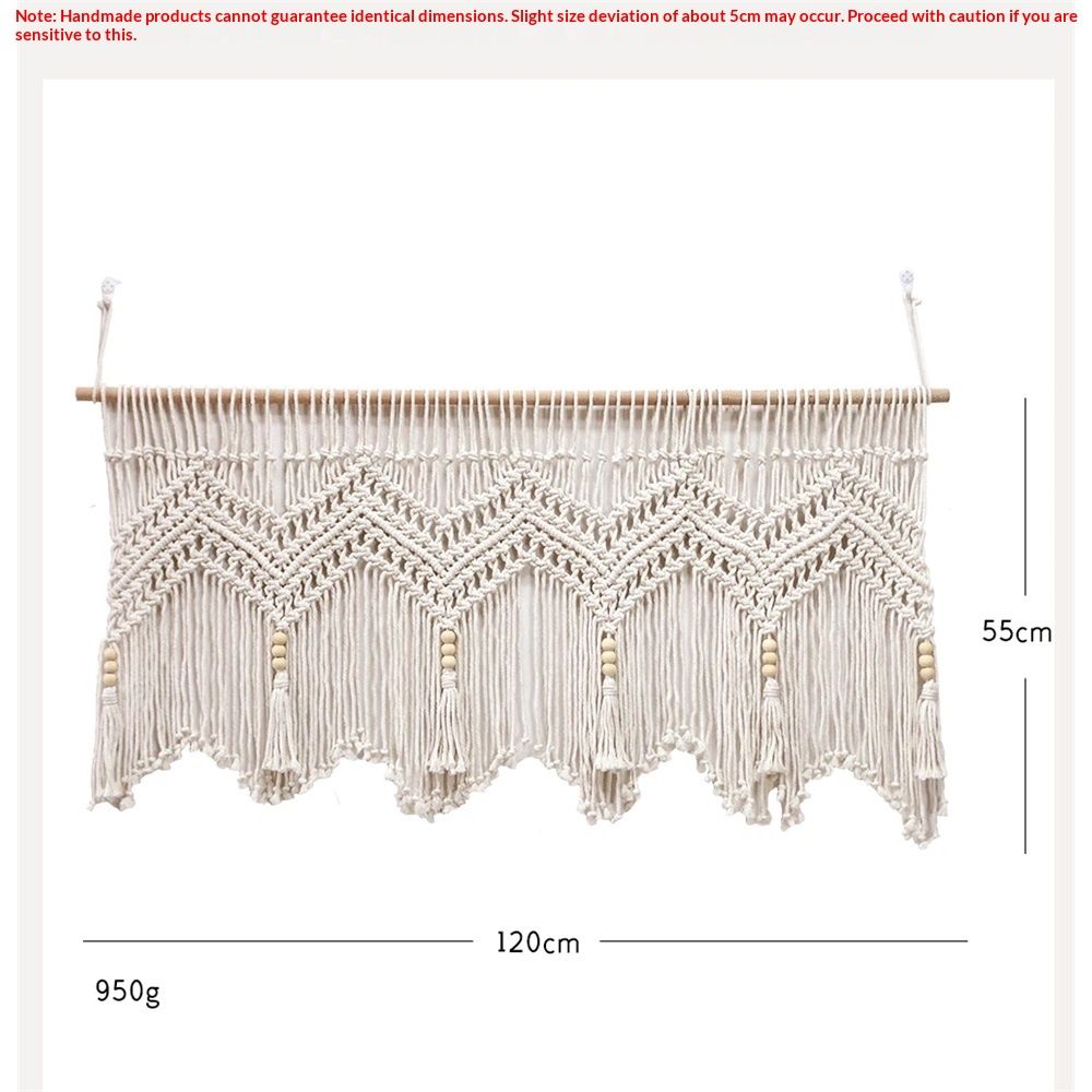Kitchen Curtains 120*55cm Farmhouse Boho Curtains with Tassels for Bedroom, Livingroom, Bathroom Windows(Without wooden sticks)
